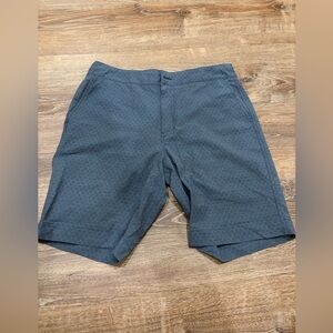 Faherty Slate Blue Scallop Patterned Flat-Front Shorts